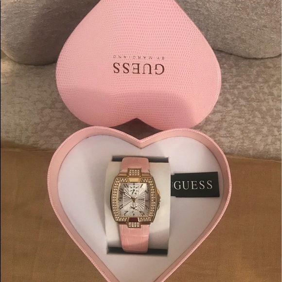 Guess by Marciano Jewelry - ⬇️ Guess watch with crystals pink leather emb band